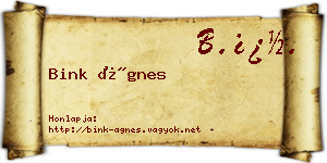Bink Ágnes névjegykártya